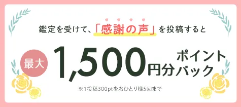 感謝の声を投稿すると最大1,500円分ポイントプレゼント