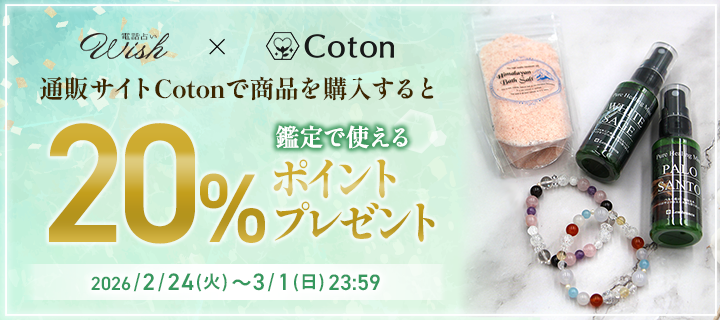 Coton×Wish購入金額20%分のポイントプレゼント